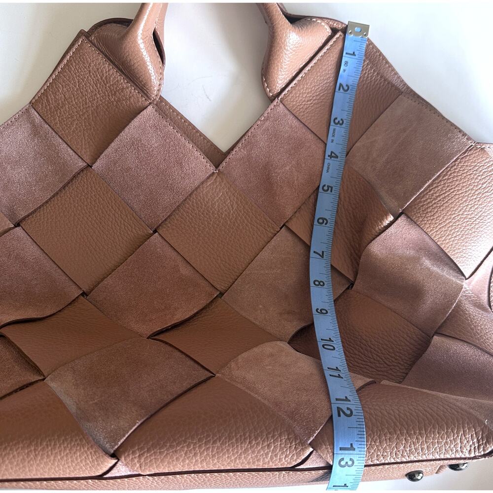 Iacucci Leather & Suede Woven Bag Hobo Purse Made in Italy Neutral Pink - Picture 10 of 11